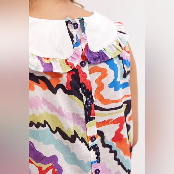 New Women’s Maeve Abstract Pintucked Blouse By Anthropologie!!🔥🔥🔥 - Picture 4 of 13